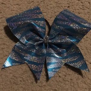 Aqua zebra print cheer bow